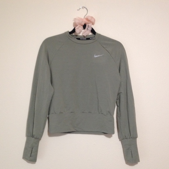 Nike Tops - Nike Light Sage Green Long Sleeve Running Top with Thumbholes
